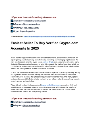 World Best Site To Buy Verified Crypto.com Accounts In 2025