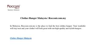 Clothes Hanger Malaysia | Rocconi.com.my
