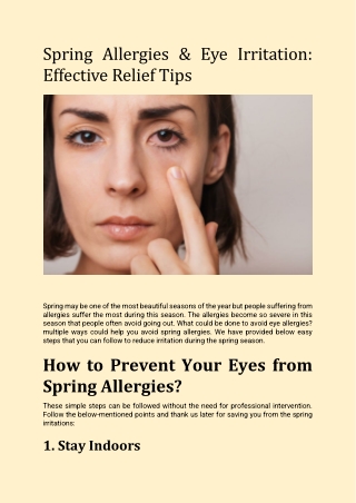 Spring Allergies & Eye Irritation - Effective Relief Tips
