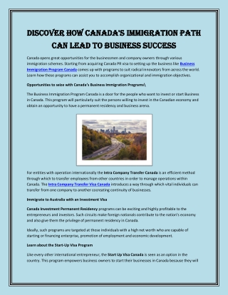 Discover How Canada's Immigration Path Can Lead to Business Success