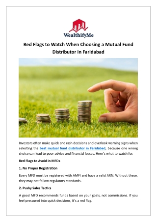 Red Flags to Watch When Choosing a Mutual Fund Distributor in Faridabad