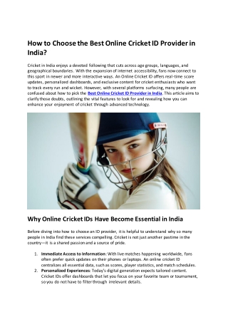 How to Choose the Best Online Cricket ID Provider in India