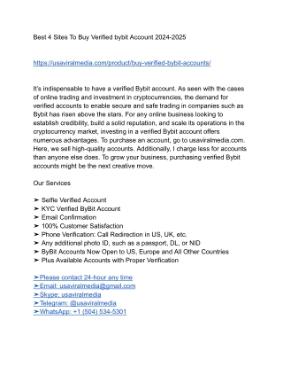 Best 4 Sites To Buy Verified bybit Account 2024-2025