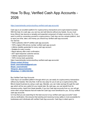 How To Buy, Verified Cash App Accounts - 2026