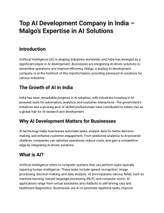 Top-AI-Development-Company-in-India – Malgo’s-Expertise-in-AI-Solutions