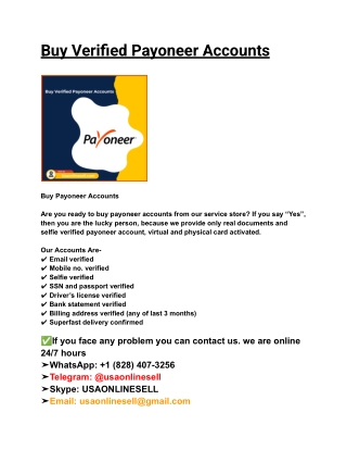Buy Verified Payoneer Accounts
