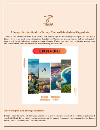 A Comprehensive Guide to Turkey Tours of Istanbul and Cappadocia