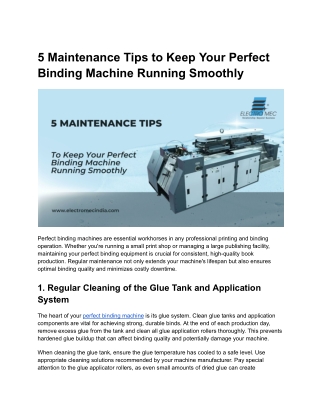 5 Maintenance Tips to Keep Your Perfect Binding Machine Running Smoothly