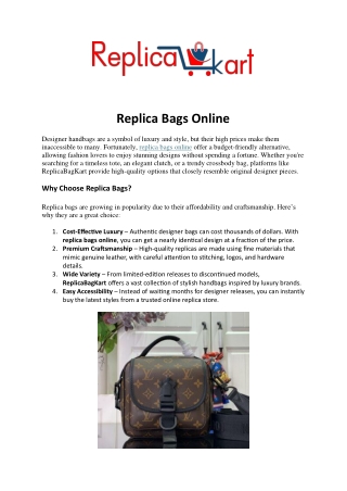 Buy High-Quality Replica Bags Online – ReplicaBagKart