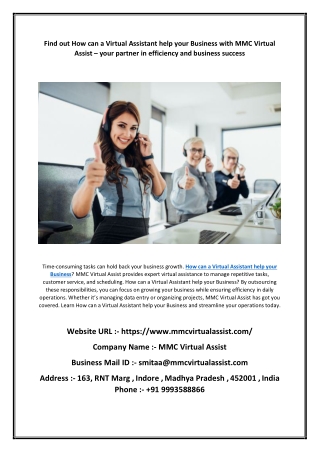Find out How can a Virtual Assistant help your Business with MMC Virtual Assist – your partner in efficiency and busines