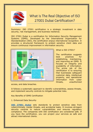 What Is The Real Objective Of ISO 27001 Dubai Certification