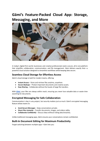 Gämi’s Feature-Packed Cloud App Storage, Messaging, and More.docx