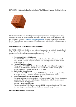 POWKONG Nintendo Switch Portable Dock1111