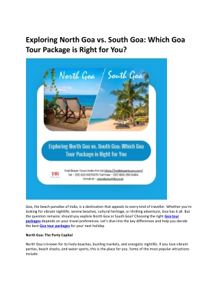 Exploring North Goa vs. South Goa Which Goa Tour Package is Right for You