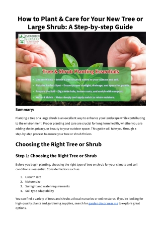 How to Plant & Care for Your New Tree or Large Shrub_ A Step-by-step Guide