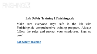 Lab Safety Training  Finishingx.de