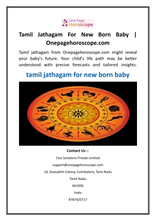 Tamil Jathagam For New Born Baby  Onepagehoroscope.com