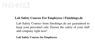 Lab Safety Courses For Employees  Finishingx.de