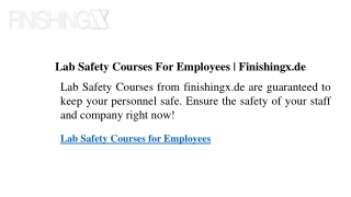 Lab Safety Courses For Employees Finishingx.de