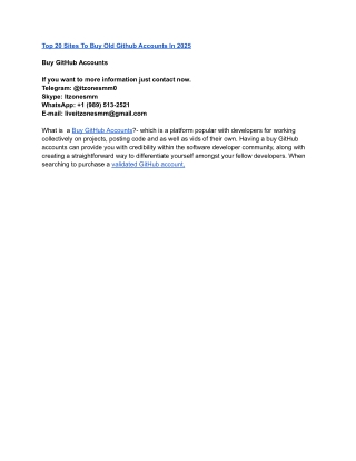 Top 20 Sites To Buy Old Github Accounts In 2025