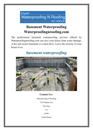 Basement Waterproofing Waterproofingnroofing