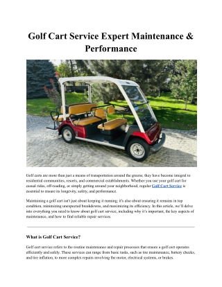Golf Cart Service Expert Maintenance & Performance