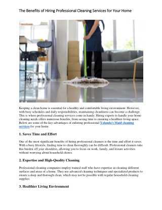The Benefits of Hiring Professional Cleaning Services for Your Home
