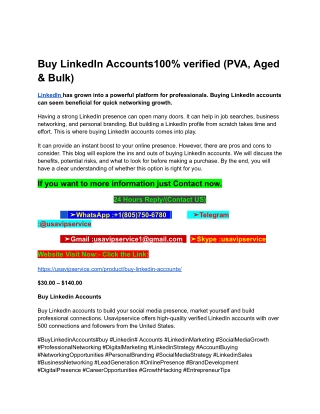Buy LinkedIn Accounts100% verified (PVA, Aged & Bulk)