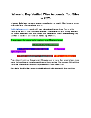 Where to Buy Verified Wise Accounts_ Top Sites in 2025