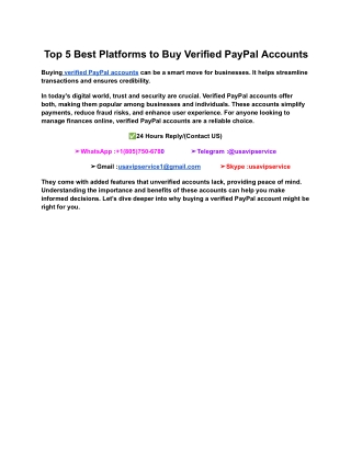 Top 5 Best Platforms to Buy Verified PayPal Accounts