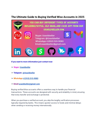 The Ultimate Guide to Buying Verified Wise Accounts in 2025