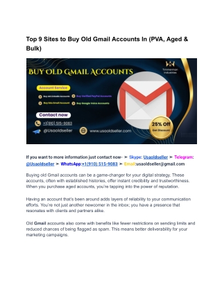 Top 9 Sites to Buy Old Gmail Accounts In (PVA, Aged & Bulk)
