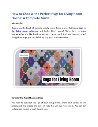How to Choose the Perfect Rugs for Living Room Online A Complete Guide