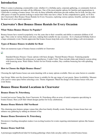 Clearwater's Best Bounce House Rentals for Every Occasion