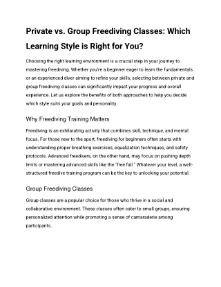 Private vs. Group Freediving Classes_ Which Learning Style is Right for You_