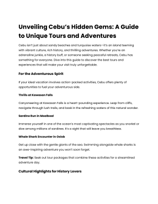 Unveiling Cebu’s Hidden Gems_ A Guide to Unique Tours and Adventures