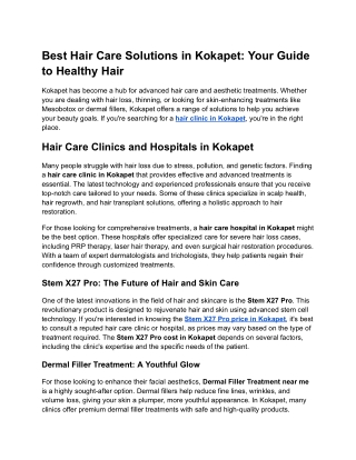 Best Hair Care Solutions in Kokapet_ Your Guide to Healthy Hair