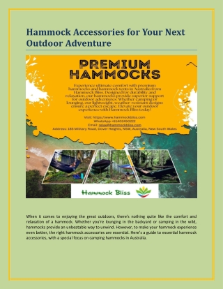 Hammock Accessories for Your Next Outdoor Adventure