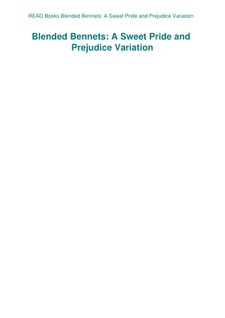 READ Books Blended Bennets A Sweet Pride and Prejudice Variation