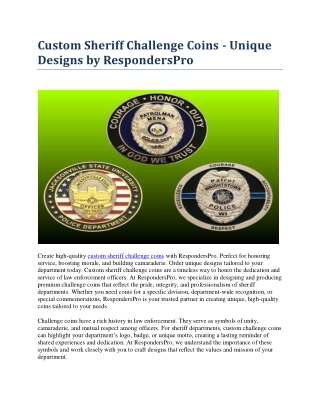 Custom Sheriff Challenge CoinCustom Sheriff Challenge Coins - Unique Designs by1
