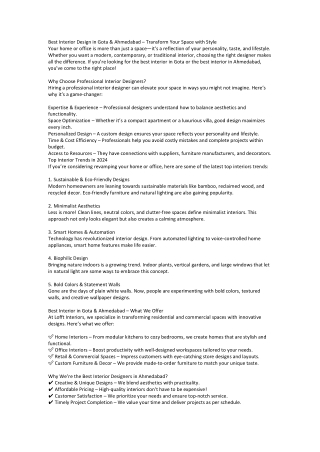 Top Interiors in Ahmedabad | Modern & Stylish Designs