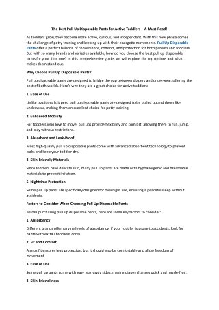 The Best Pull Up Disposable Pants for Active Toddlers – A Must-Read!