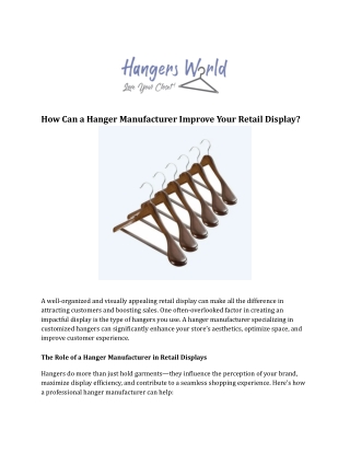 How Can a Hanger Manufacturer Improve Your Retail Display_