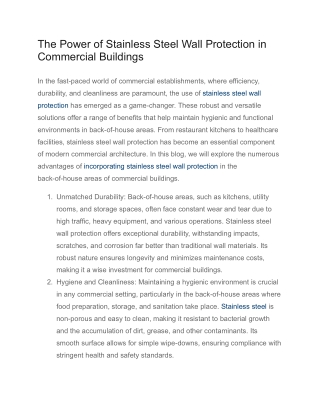 The Power of Stainless Steel Wall Protection in Commercial Buildings