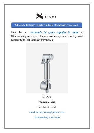 Wholesale Jet Spray Supplier In India  Stoutsanitaryware.com