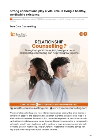 truecarecounselling.stck.me-Strong connections play a vital role in living a healthy worthwhile existence