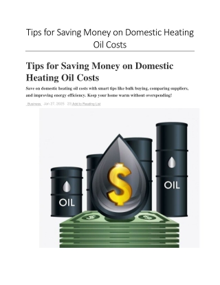 Tips for Saving Money on Domestic Heating Oil Costs