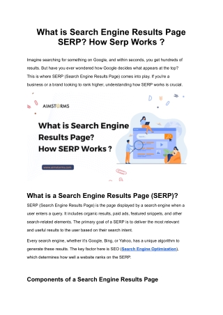 What is Search Engine Results Page SERP and How Serp Works