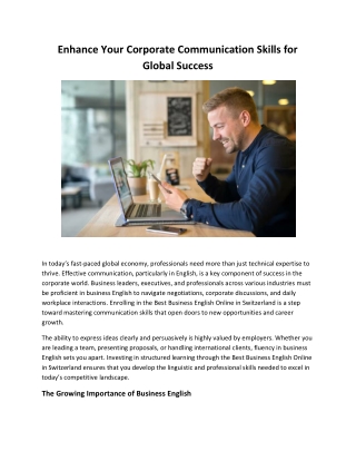 Enhance Your Corporate Communication Skills for Global Success