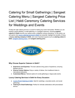 Catering for Small Gatherings _ Sangeet Catering Menu _ Sangeet Catering Price List _ Haldi Ceremony Catering Services f